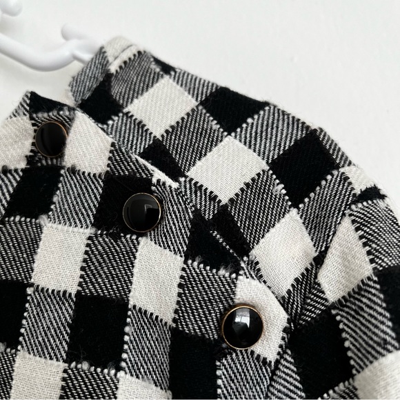 Zara Womens Black White Plaid Long Sleeve Collared Mini Dress Size L - Picture 4 of 6